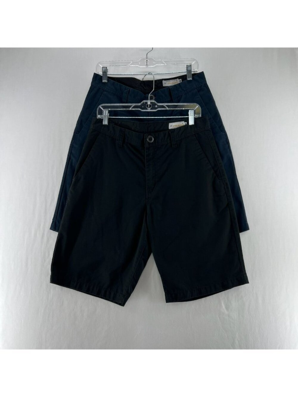 Volcom Modern Stretch Chino Shorts Mens 32 Twill Casual Zip Lot of 2 Blue Black
